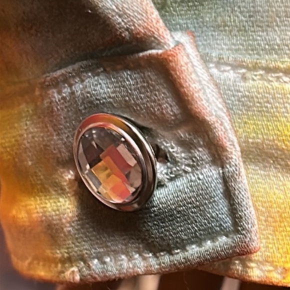 Glory Denim Trucker Jacket Tie Dye  sherpa lined fray hem  Size 3X  X Large - Picture 13 of 17